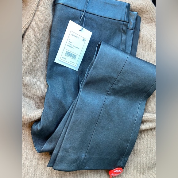 Theory Women's Urban Leather Slim Kick Pants - Black 4 - Picture 5 of 14